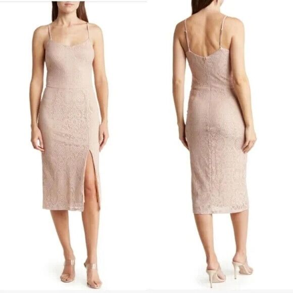 DRESS THE POPULATION NWT  Zahra Lace Bodycon Dress in Blush Size Medium - Picture 1 of 6